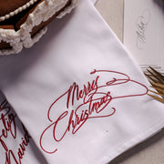 Embroidered Merry Christmas napkins set