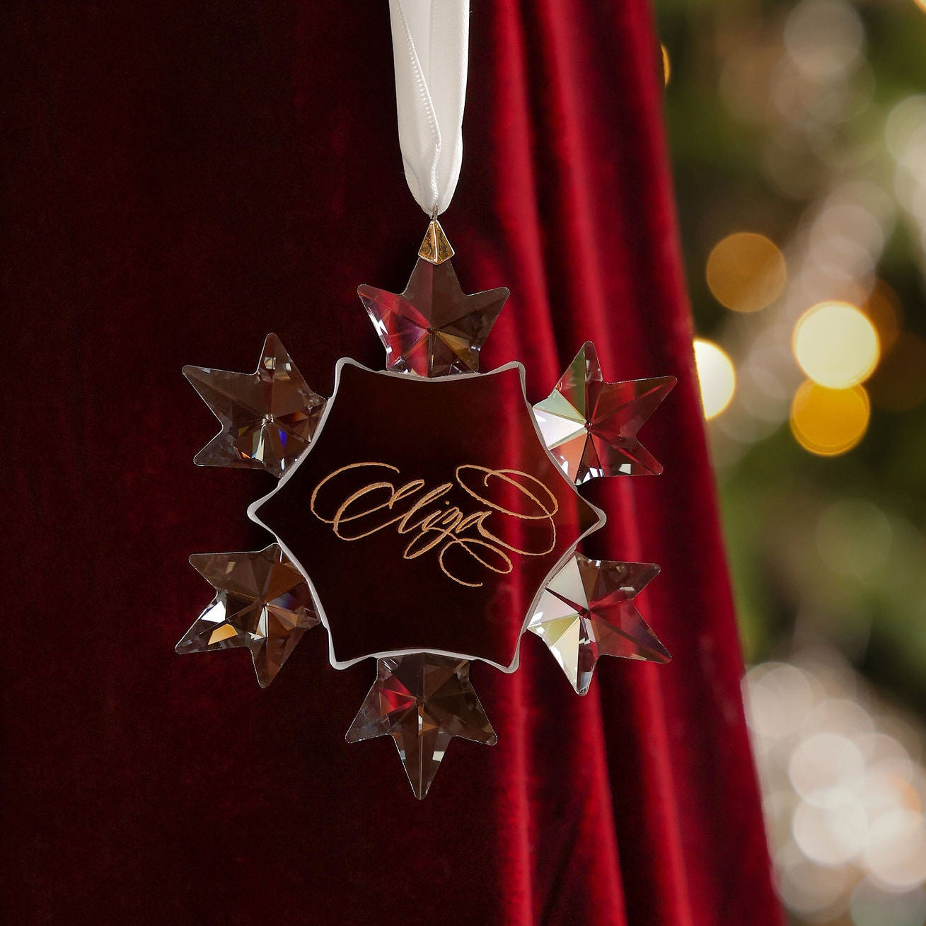 Opulent Calligraphy engraved Snowflake ornament