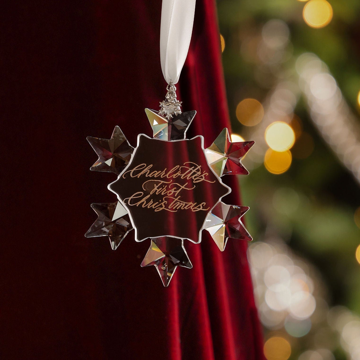 Crystal personalised christmas ornament, babies first christmas decoration
