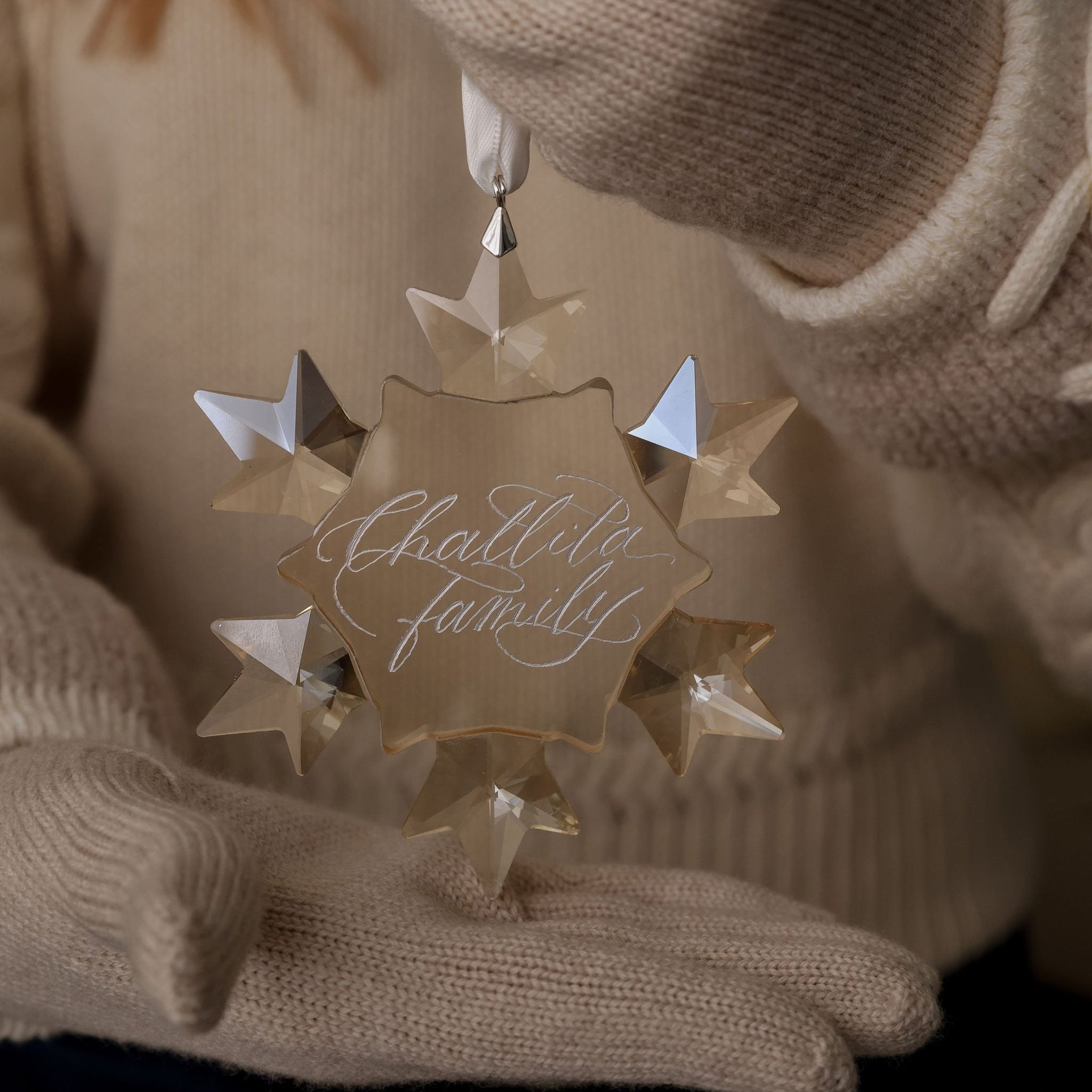 Champagne snowflake Christmas decoration